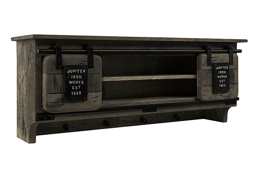 Massivmoebel24 Wandgarderobe (Wandgarderobe Mango 115x30x45 grau günstig online kaufen