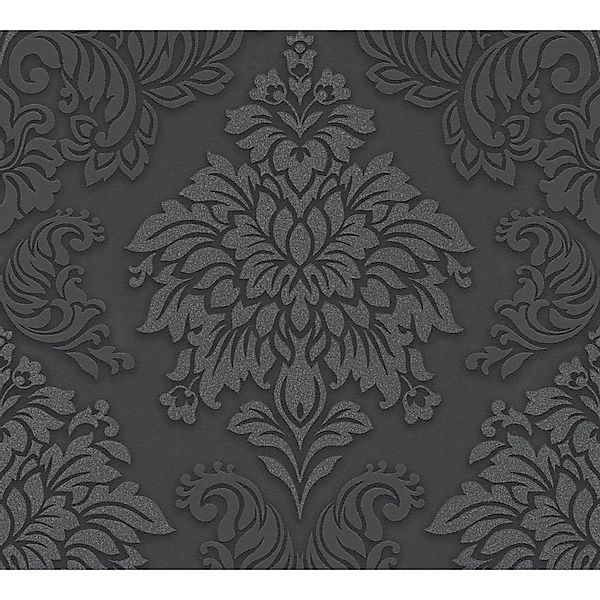 Bricoflor Barock Tapete mit Glitzer Effekt Neobarock Vliestapete in Schwarz günstig online kaufen
