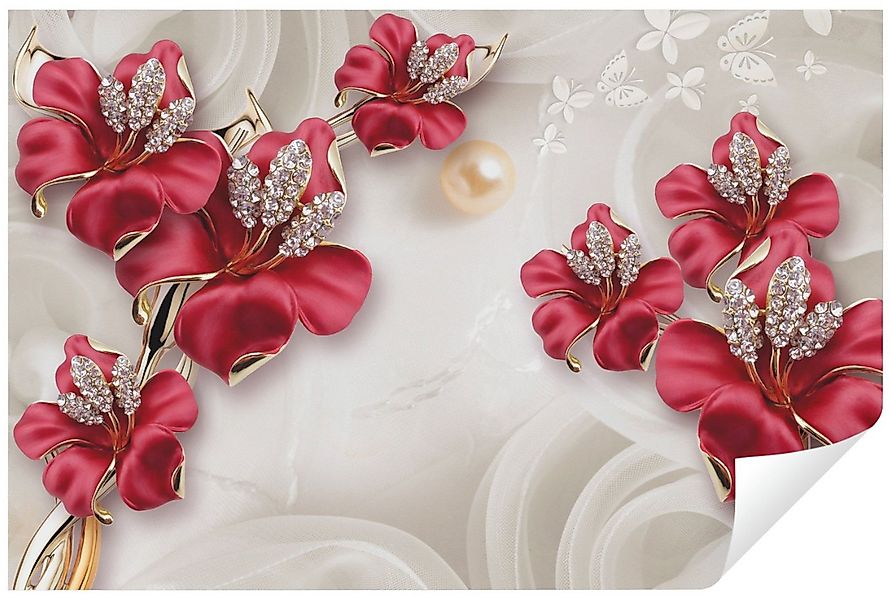 Wallarena Fototapete 3D EFFEKT Blumen Luxus Abstrakt Rosen Wohnzimmer Schla günstig online kaufen