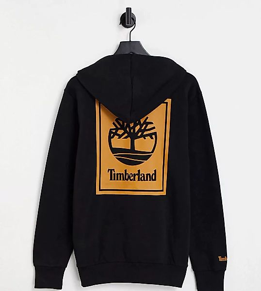 Timberland – Stack – Kapuzenpullover in Schwarz/Bronze mit Print hinten, ex günstig online kaufen