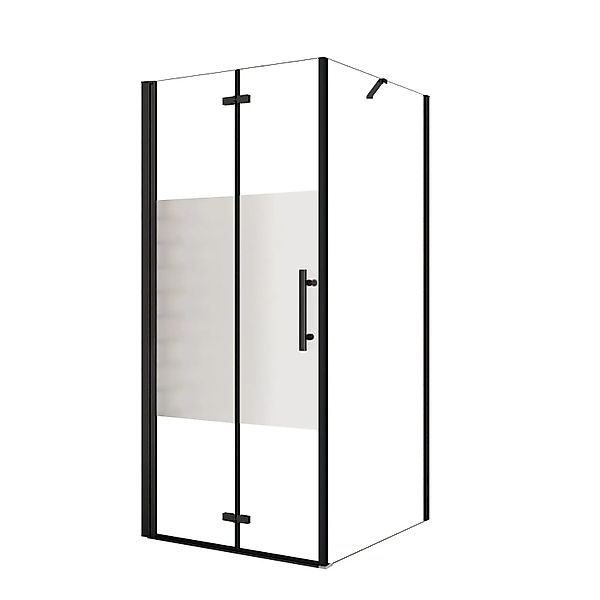 AICA Eckeinstieg Tür x Seitenwand 76x90cm Höhe 195cm Schwarz Teilsatiniert günstig online kaufen