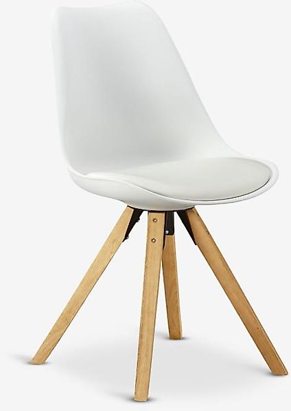 Stuhl 4er Set Weiß / Gestell Holz Natur günstig online kaufen