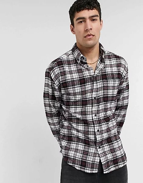 ASOS DESIGN – Kariertes Oversize-Hemd im Stil der 90er aus angerautem Flane günstig online kaufen