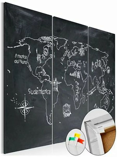 artgeist Pinnwand Bild Geography lesson [Cork Map] schwarz/weiß Gr. 60 x 40 günstig online kaufen