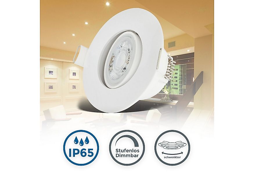 B.K.Licht LED Einbauleuchte 5er Set Bad Einbaustrahler, IP65, Dimmbare Deck günstig online kaufen