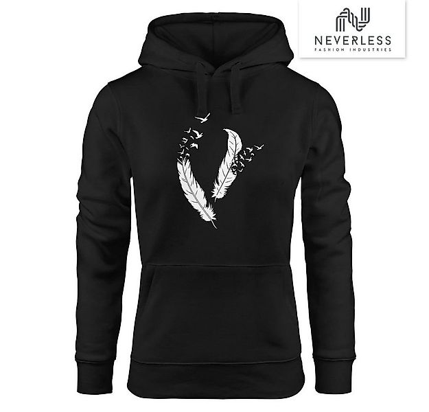 Neverless Hoodie Hoodie Damen Feder Vögel Sweatshirt Kapuze Kapuzenpullover günstig online kaufen