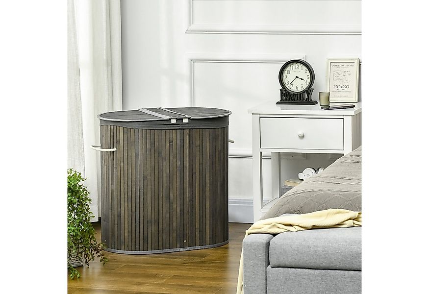 HOMCOM Wäschekorb 100L mit Deckel, Griffen, 2 herausnehmbarer Wäschesack (W günstig online kaufen