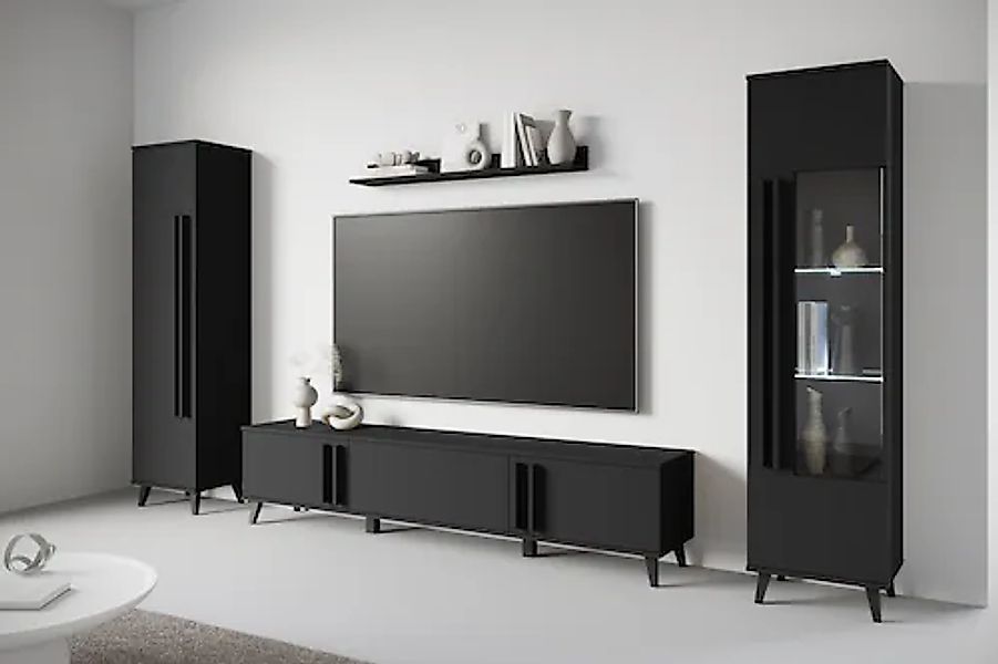 INOSIGN Wohnwand »Helsinki, Modernes Set mit verglaster Vitrine« Komplett-S günstig online kaufen