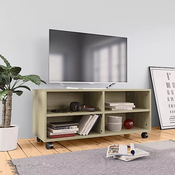 vidaXL TV-Schrank TV-Schrank mit Rollen Sonoma-Eiche 903535 cm Spanplatte L günstig online kaufen
