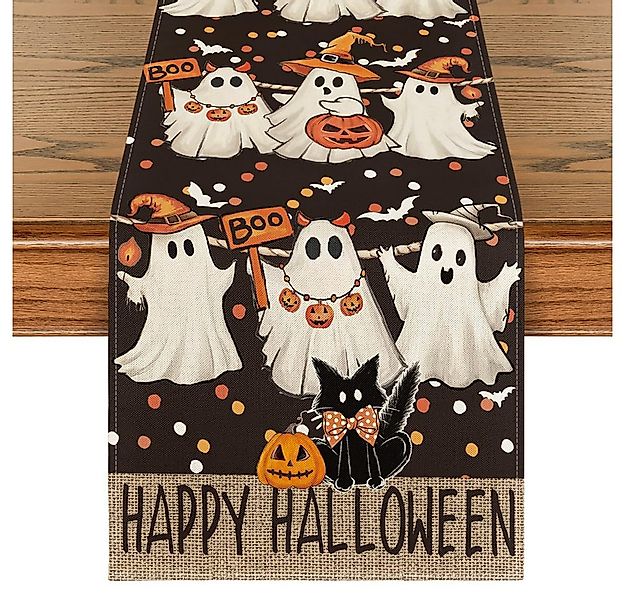 CLTYQ Tischläufer Halloween Tischläufer mit Geister-Kürbis Druck,33*183cm ( günstig online kaufen