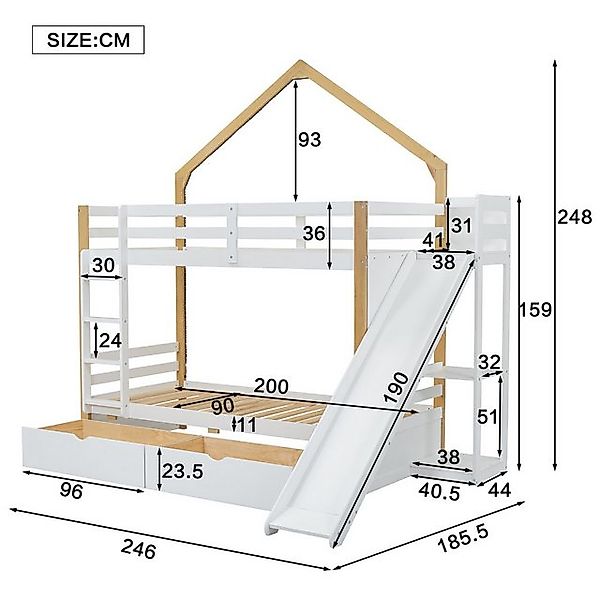 TavilaEcon Etagenbett Hausbett Holzbett Kinderbett Jugendbett mit Dach und günstig online kaufen