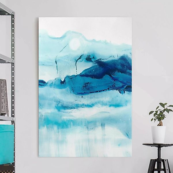 Leinwandbild Abstrakt - Hochformat Blaue Strömung I günstig online kaufen