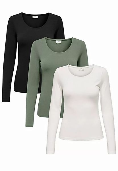JACQUELINE de YONG T-Shirt Langarm Shirt 3-er Stück Set Rundhals Basic JDYA günstig online kaufen