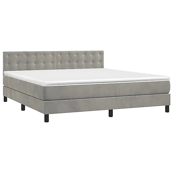 vidaXL Boxspringbett mit Matratze & LED Hellgrau 160x200 cm Samt 3134651 günstig online kaufen