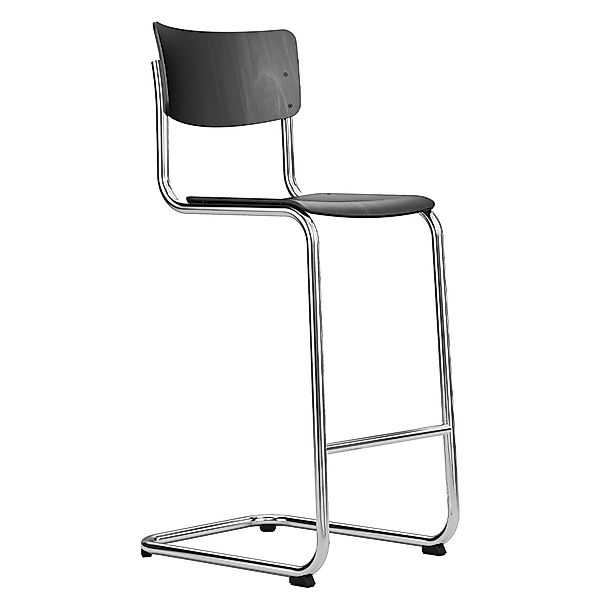 THONET S 43 H | Barhocker | Formholzschale schwarz gebeizt | Gestell verchr günstig online kaufen