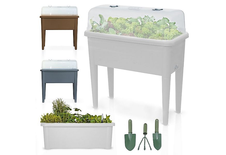 Onbest Hochbeet Kunststoff mit Deckel 76x66,5x37cm, wetterfest, inklusive G günstig online kaufen