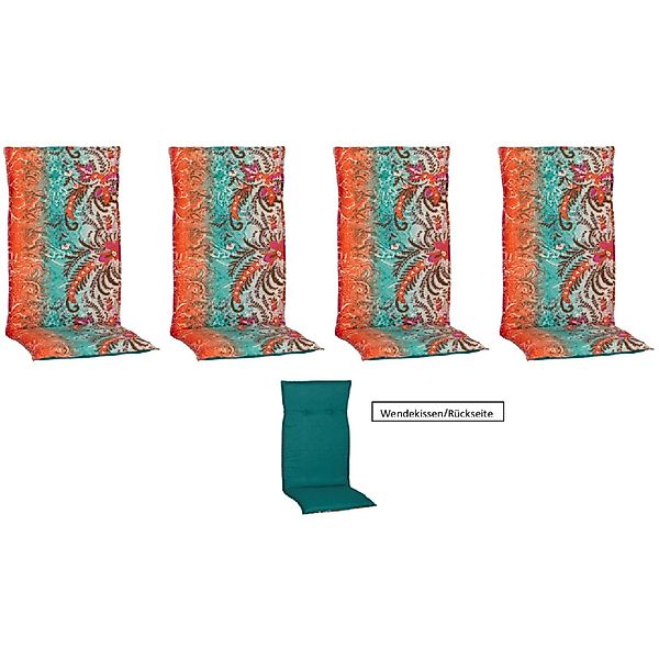 Beo Sitzauflage Hochlehner Gera 4er-Set Türkis günstig online kaufen