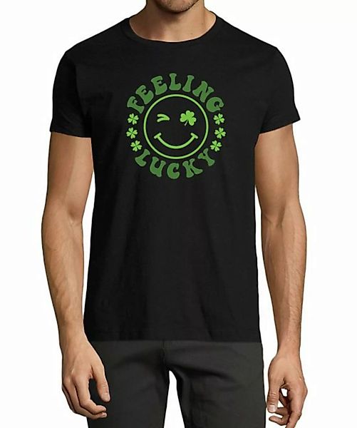 MyDesign24 T-Shirt Herren Smiley Print Shirt - Zwinkernder Smiley mit Kleeb günstig online kaufen