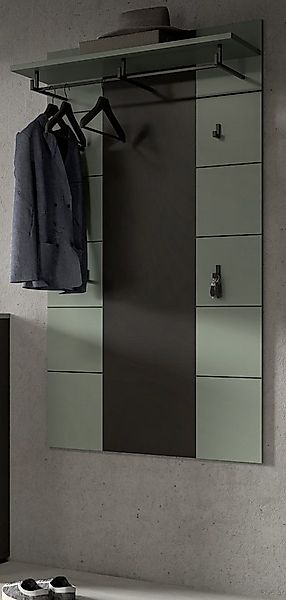 Inn.Furn Garderobenpaneel Cooper (Wandgarderobe in Salbei Grün und Basalt G günstig online kaufen