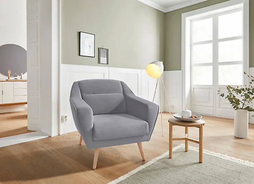 OTTO home Sessel »Bille« mit Naht im Rückenkissen und Eiche-Beinen, Design günstig online kaufen