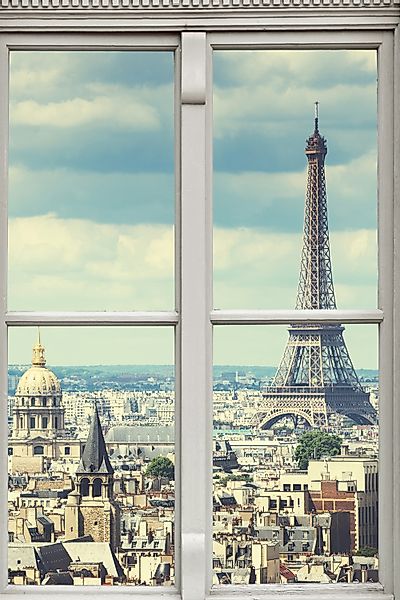 queence Leinwandbild »Paris«, Stadt-Paris-Fensterblick, (1 St.), Premium-Le günstig online kaufen