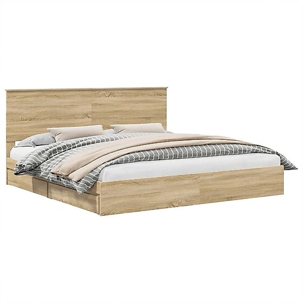 vidaXL Stauraumbett Sonoma-Eiche 200 x 200 cm Holzwerkstoff 3411175 günstig online kaufen