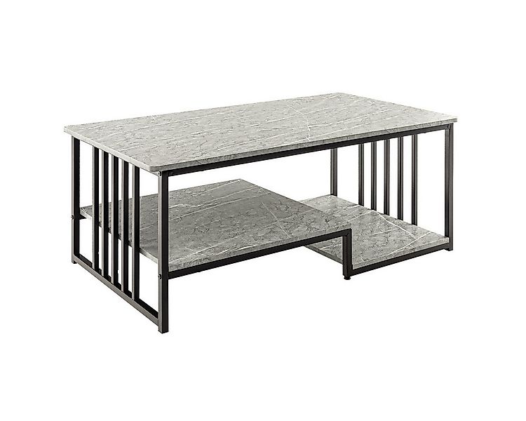 COSTWAY Couchtisch, rechteckig, Marmor, mit Stauraum, Holz, grau, 110x60x45 günstig online kaufen