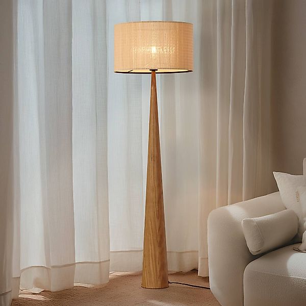 Lucande Stehleuchte Fabrena, naturfarben, Bambus, Höhe 138cm günstig online kaufen
