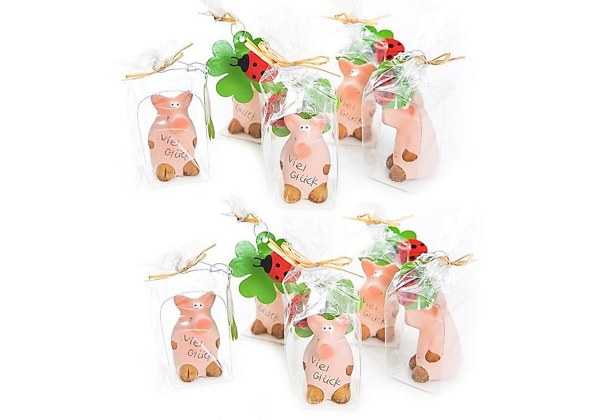 Logbuch-Verlag Dekofigur 10 Glücksschweinchen VIEL GLÜCK rosa Glücksschwein günstig online kaufen