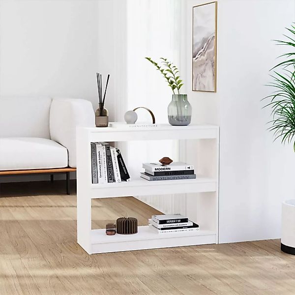 Vidaxl Bücherregal Raumteiler Weiß 80x30x71,5 Cm Massivholz Kiefer günstig online kaufen