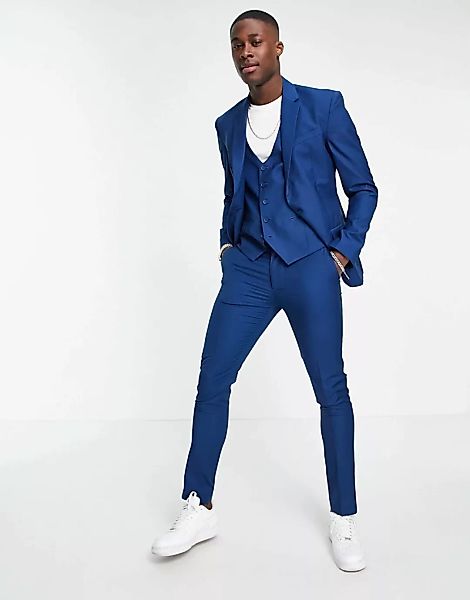 New Look – Enge Anzughose in leuchtendem Blau günstig online kaufen