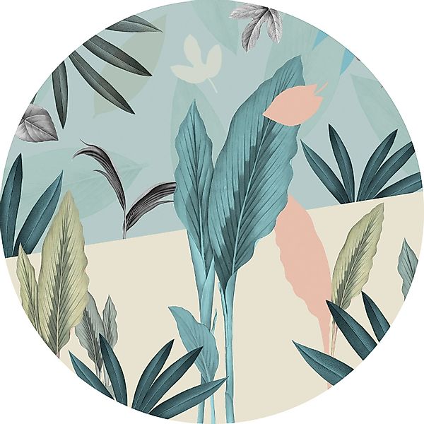 Komar Vliesfototapete Dot Pale Leaves selbstklebend Ø 125 cm günstig online kaufen