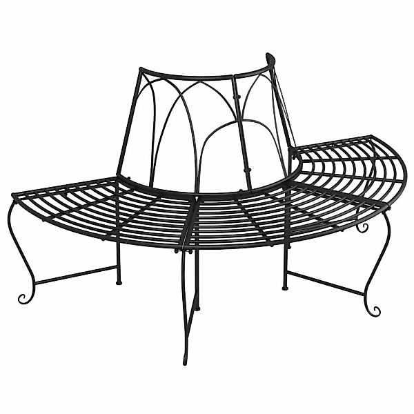furnicato Baumbank Halbrund Ø159 cm Schwarz Stahl günstig online kaufen