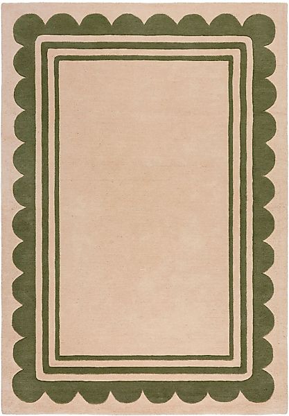 FLAIR RUGS Wollteppich "Lois mit Jakobsmuschelbordüre" rechteckig 7 mm Höhe günstig online kaufen
