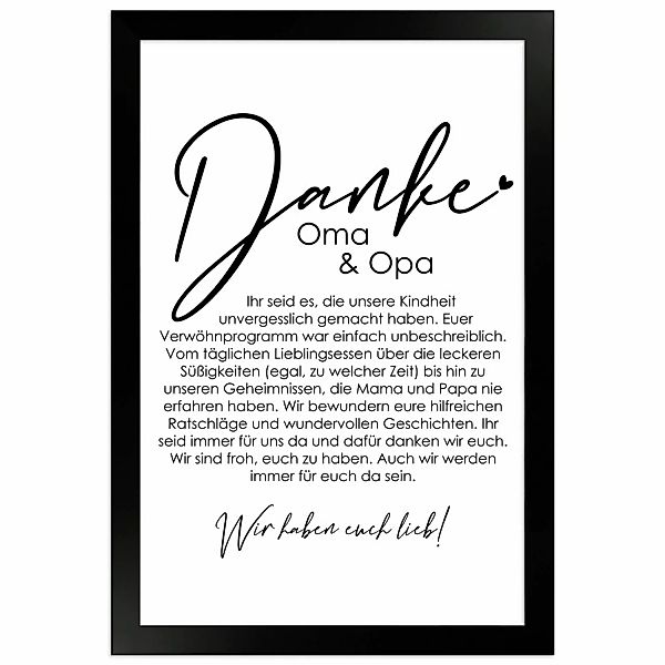 WANDStyle Gerahmtes Poster Danke Oma und Opa 20 x 30 cm Geschenkidee für Me günstig online kaufen