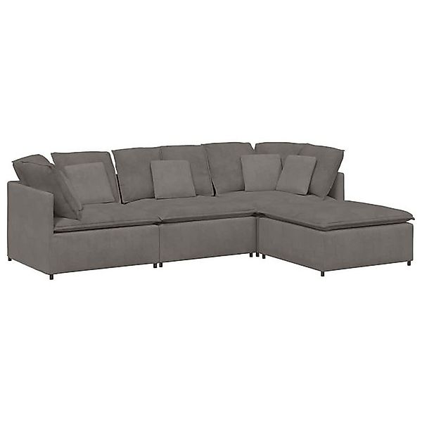 vidaXL Sofa Modulares Sofa mit Fußhocker Kissen Cordstoff Hellgrau günstig online kaufen
