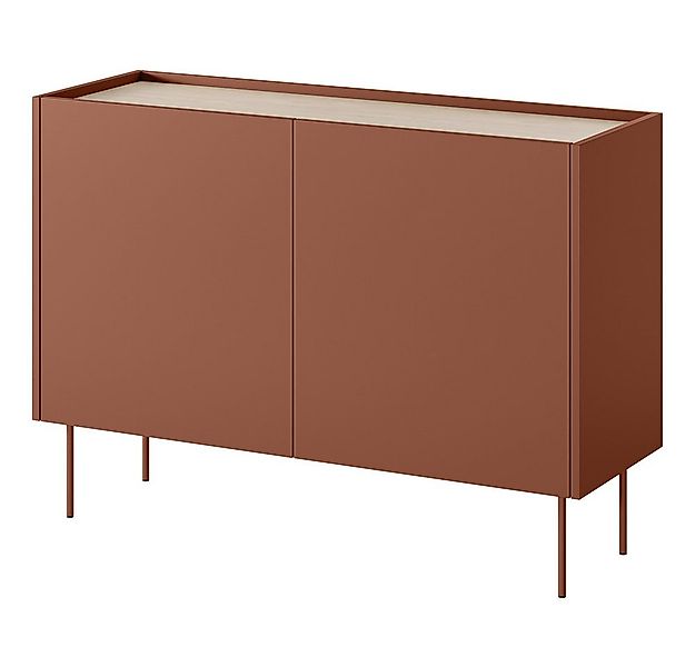 Lomadox Sideboard DELFT-141, in rot und Eiche, 120 cm breit, grifflos günstig online kaufen