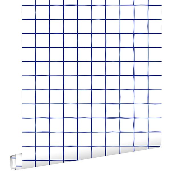 ESTAhome Tapete Karomuster Blau und Weiß 50 x 900 cm günstig online kaufen
