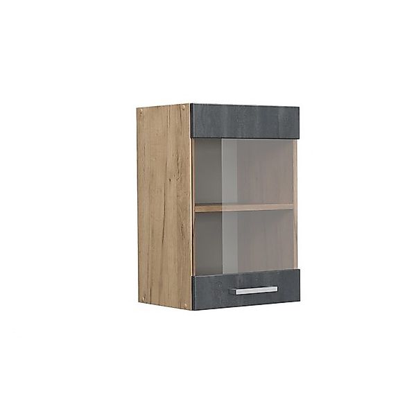 Vicco Küchenglasschrank R-Line Glashängeschrank Schwarz Beton/Goldkraft Eic günstig online kaufen