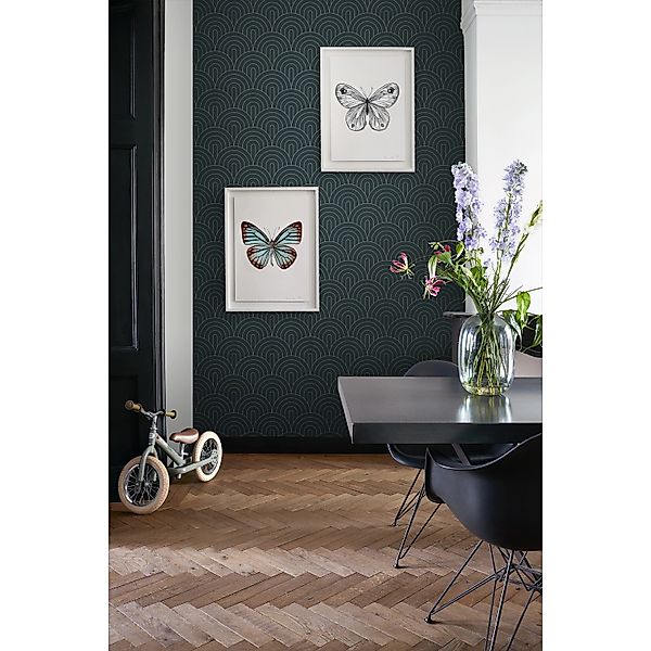 ESTAhome Tapete Art Decó Muster Dunkelblau 0.53 x 10.05 m 139743 günstig online kaufen