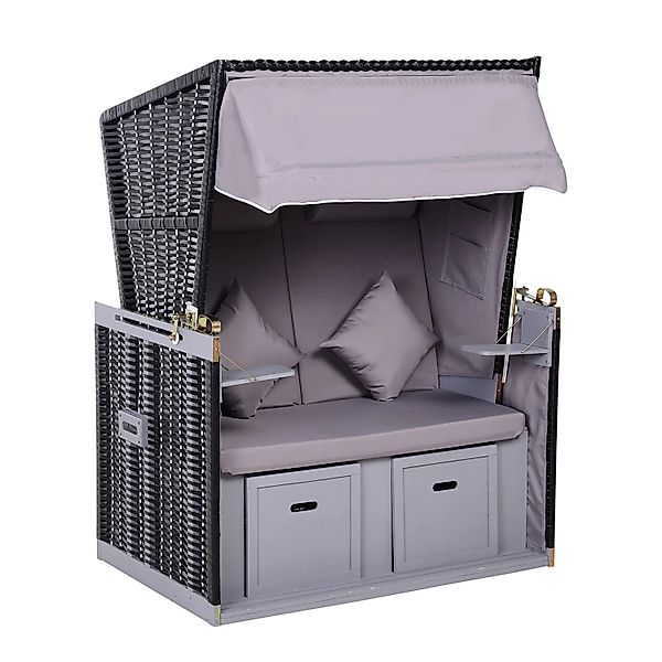 Outsunny Strandkorb Doppelte Sonnenliege mit Dach, BxTxH: 118x190x150 cm, H günstig online kaufen