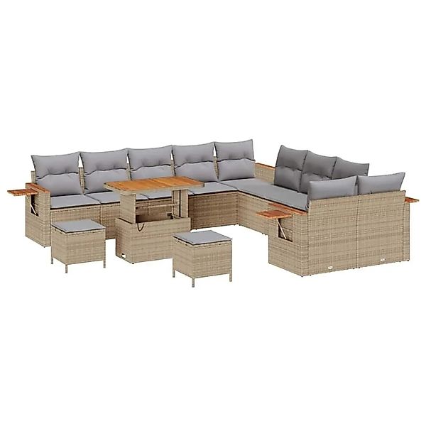 vidaXL Gartensofa-set mit Kissen 17-Tlg Beige und Hellgrau Poly-Rattan 3365 günstig online kaufen