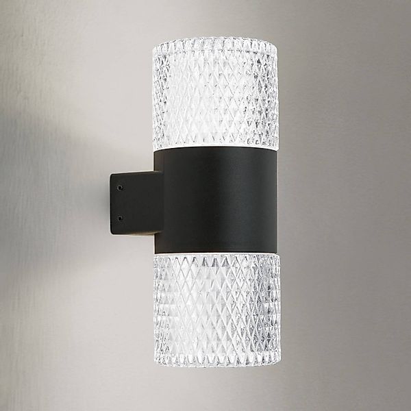 LED-Außenwandlampe Monido, schwarz, Höhe 20,4 cm, Alu, 2-flg günstig online kaufen