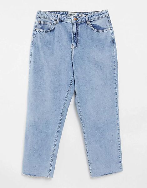 New Look – Jeans mit geradem Schnitt und ausgefranstem Saum in Blau günstig online kaufen
