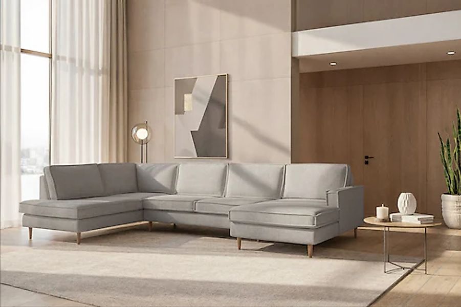 Home affaire Wohnlandschaft »Pinto Skandi, 350 cm, U-Form, XXL, mit Ottoman günstig online kaufen