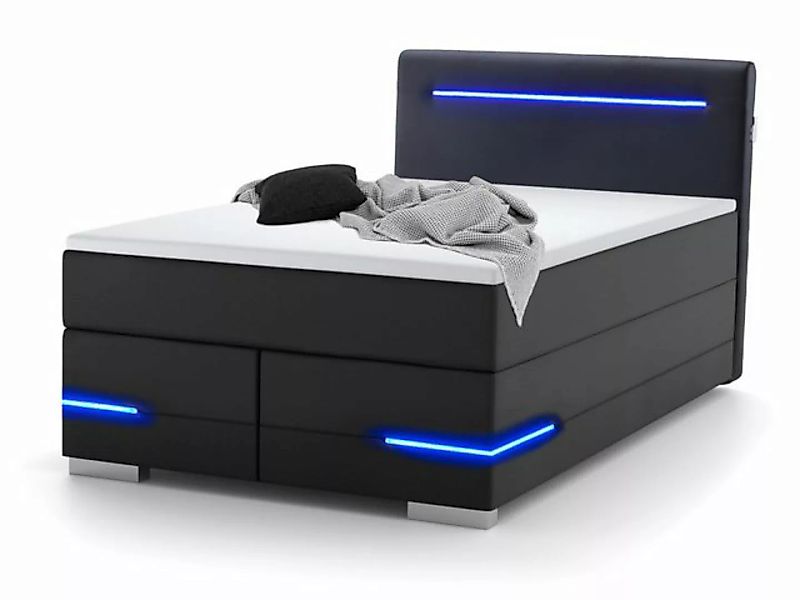 wonello Boxspringbett Lennox, mit LED-Beleuchtung, 2x USB-Anschluss und Top günstig online kaufen