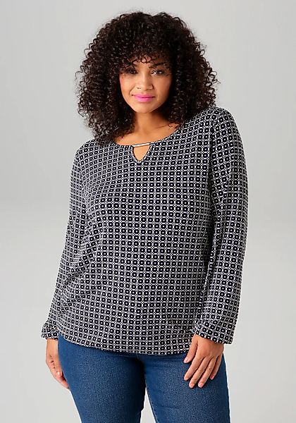 Aniston PLUS Langarmshirt, mit grafischem Alloverdruck günstig online kaufen