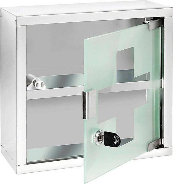 WENKO Medizinschrank Edelstahl und satiniertes Sicherheitsglas, 25 x 25 cm günstig online kaufen