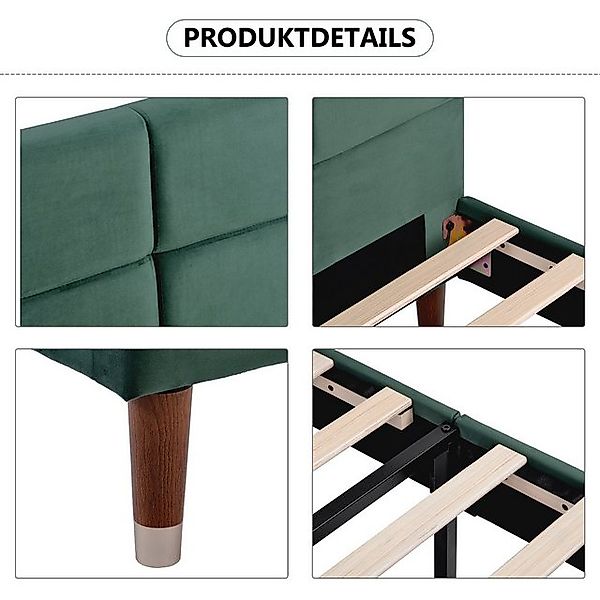 OKWISH Polsterbett Doppelbett (Doppelbett Holzbett mit Lattenrost 140x200cm günstig online kaufen