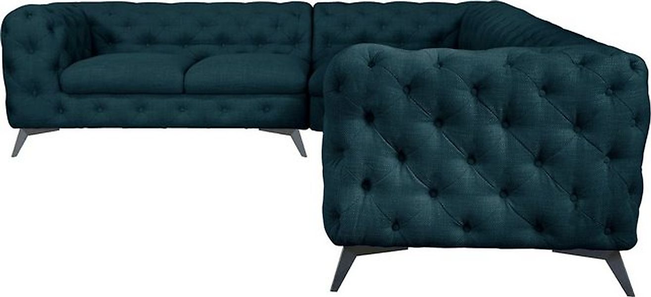 Leonique Chesterfield-Sofa "Ecksofa GLYNIS L-Form mit Wellenunterfederung, günstig online kaufen
